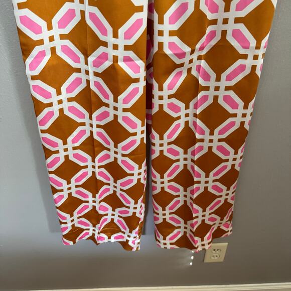 ZARA NEW WOMAN HIGH-WAIST FLOWY PRINTED PANT ORANGE Size Large wide leg - Picture 3 of 8